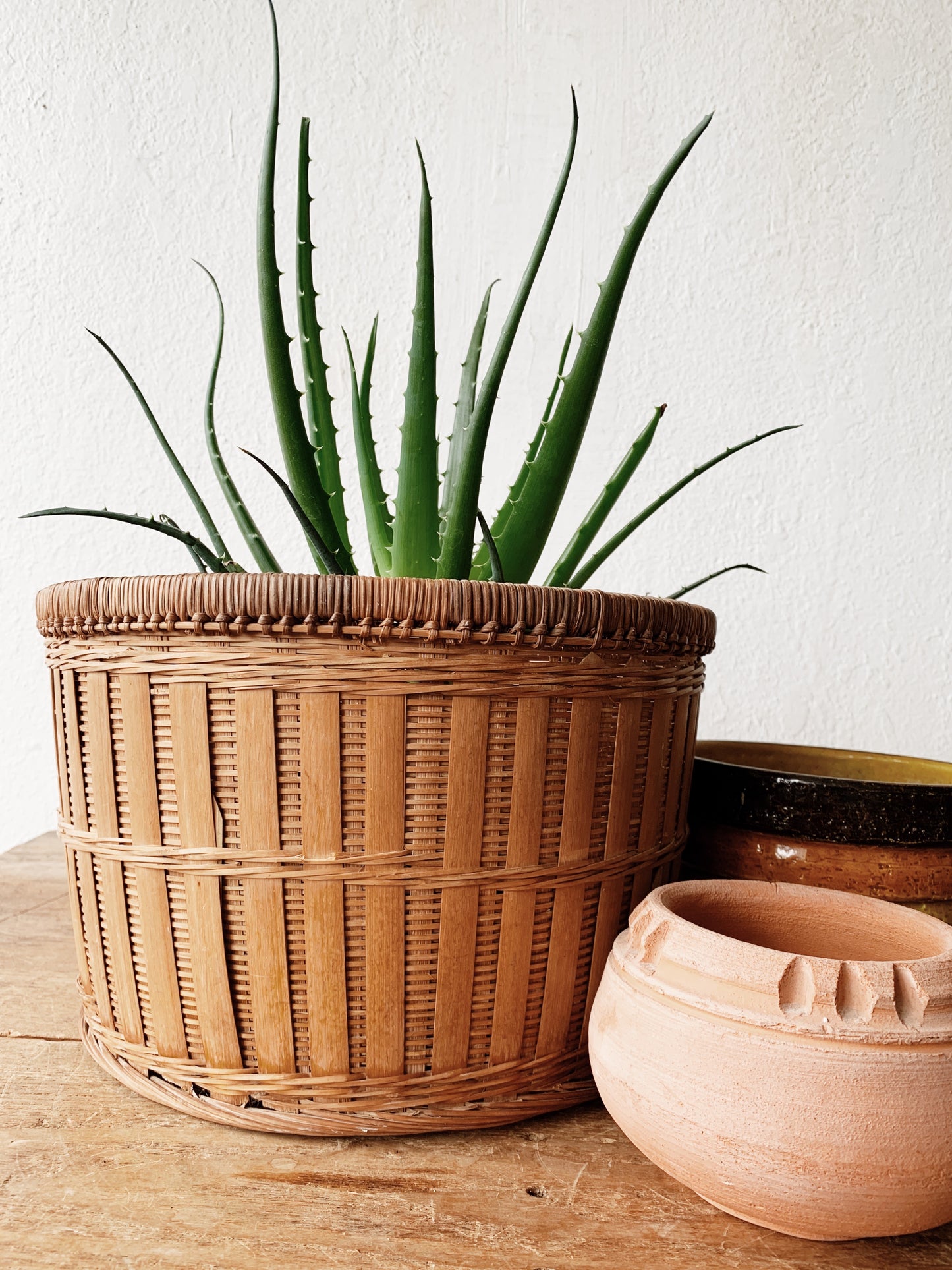 Vintage Drum Shaped Basket
