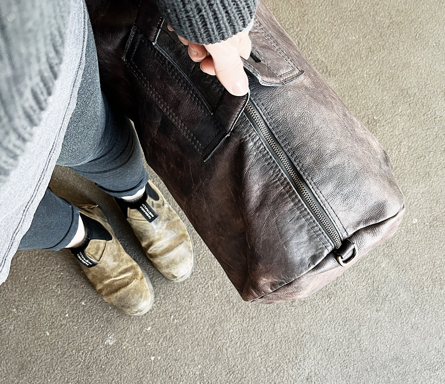 Vintage Leather Duffel Bag