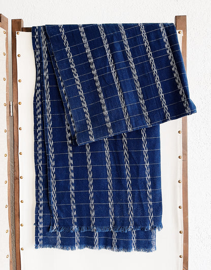 Indigo Ikat Woven Textile