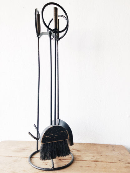 Mid Century Brutalist Fireplace Tool Set