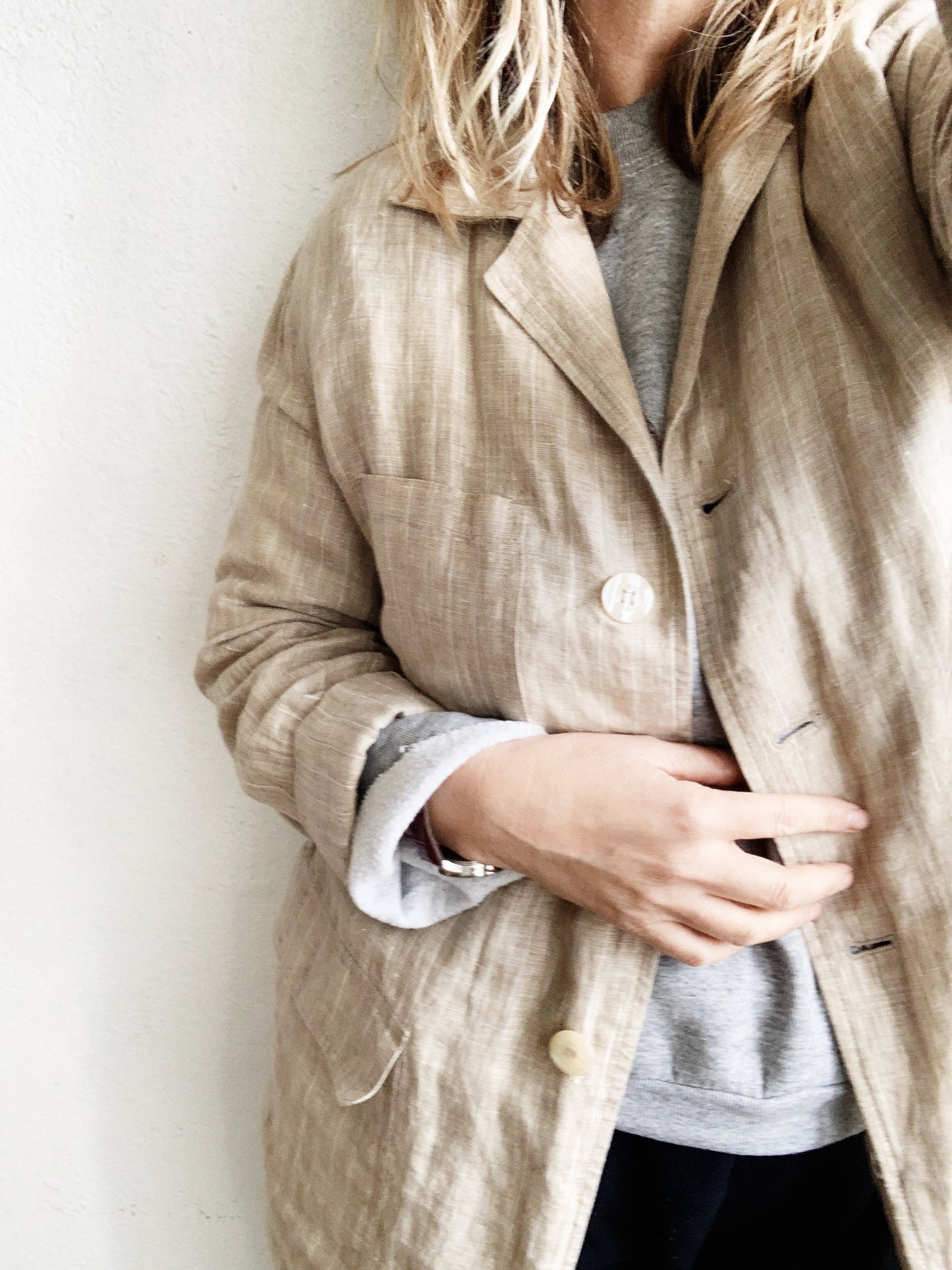 Vintage Pinstriped Linen Blazer