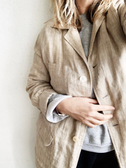 Vintage Pinstriped Linen Blazer