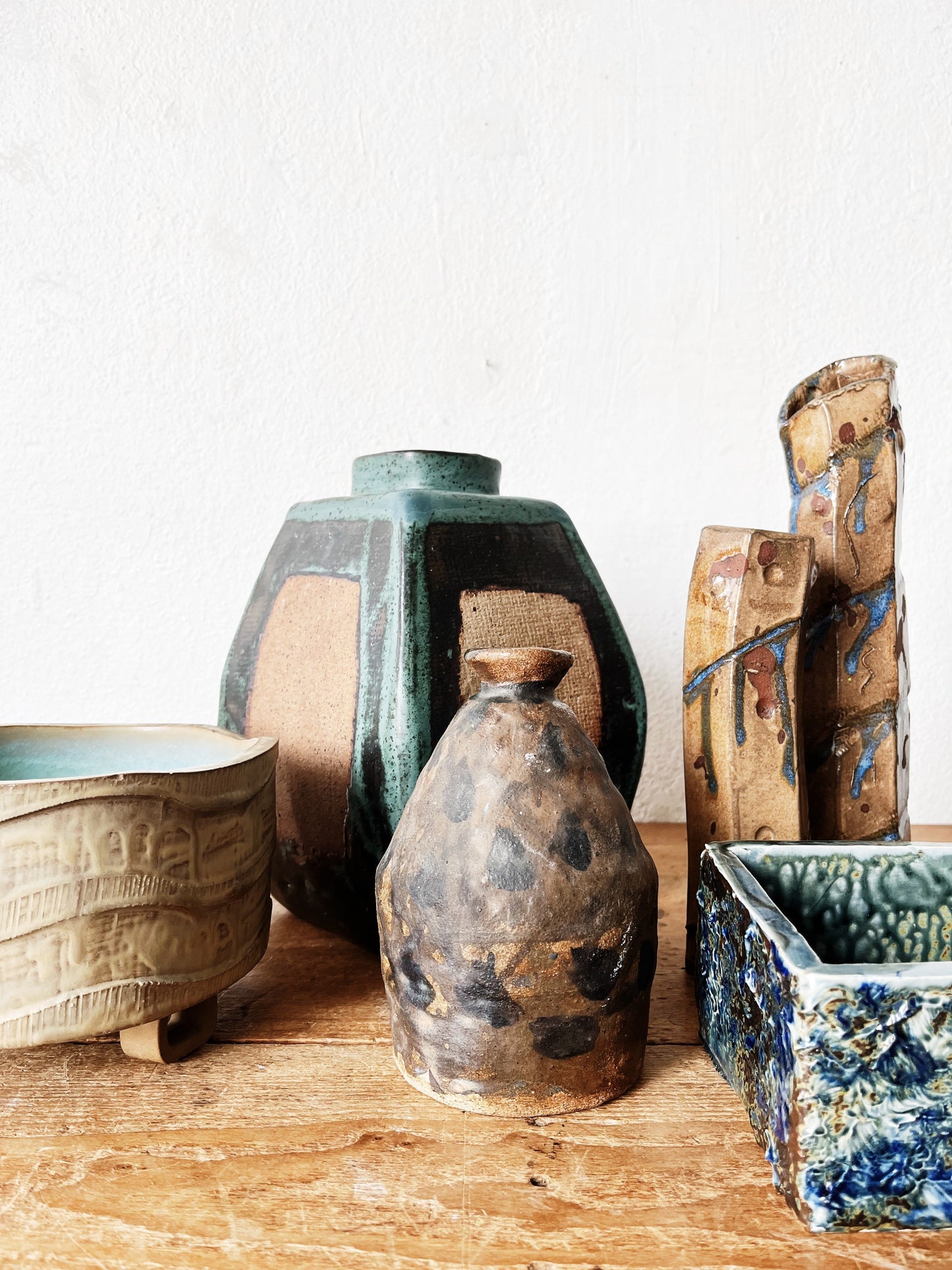 Handmade Studio Drip Pottery Pair