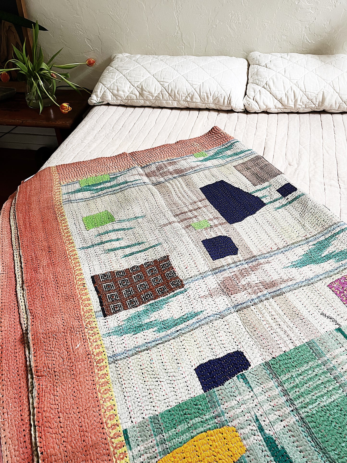 Handmade Cotton Kantha Quilt