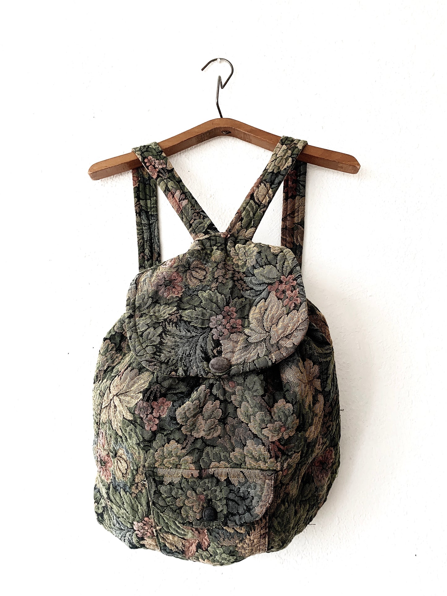 Vintage Handmade Floral Brocade Backpack