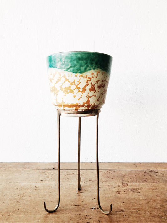 Vintage Mid Century Lava Planter and Stand