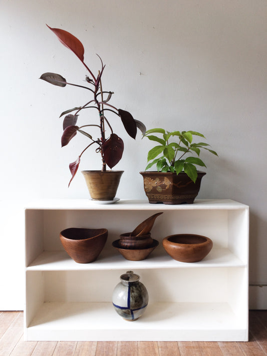 Vintage Low Wood Bookshelf