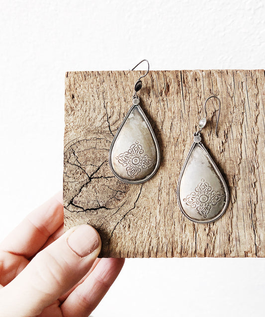 Vintage Mexican Silver Teardrop Earrings