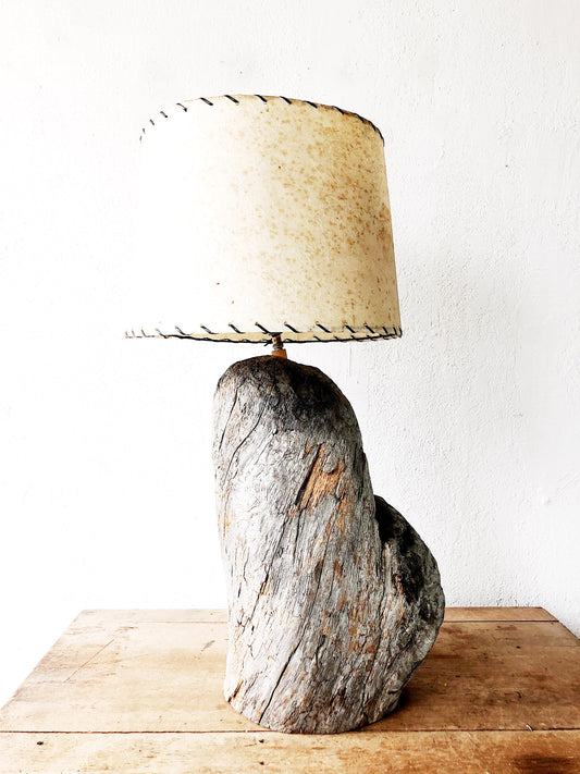 Large Vintage Driftwood Lamp with Shade