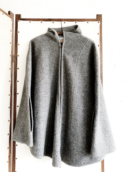 Boiled Wool Hooded Cape