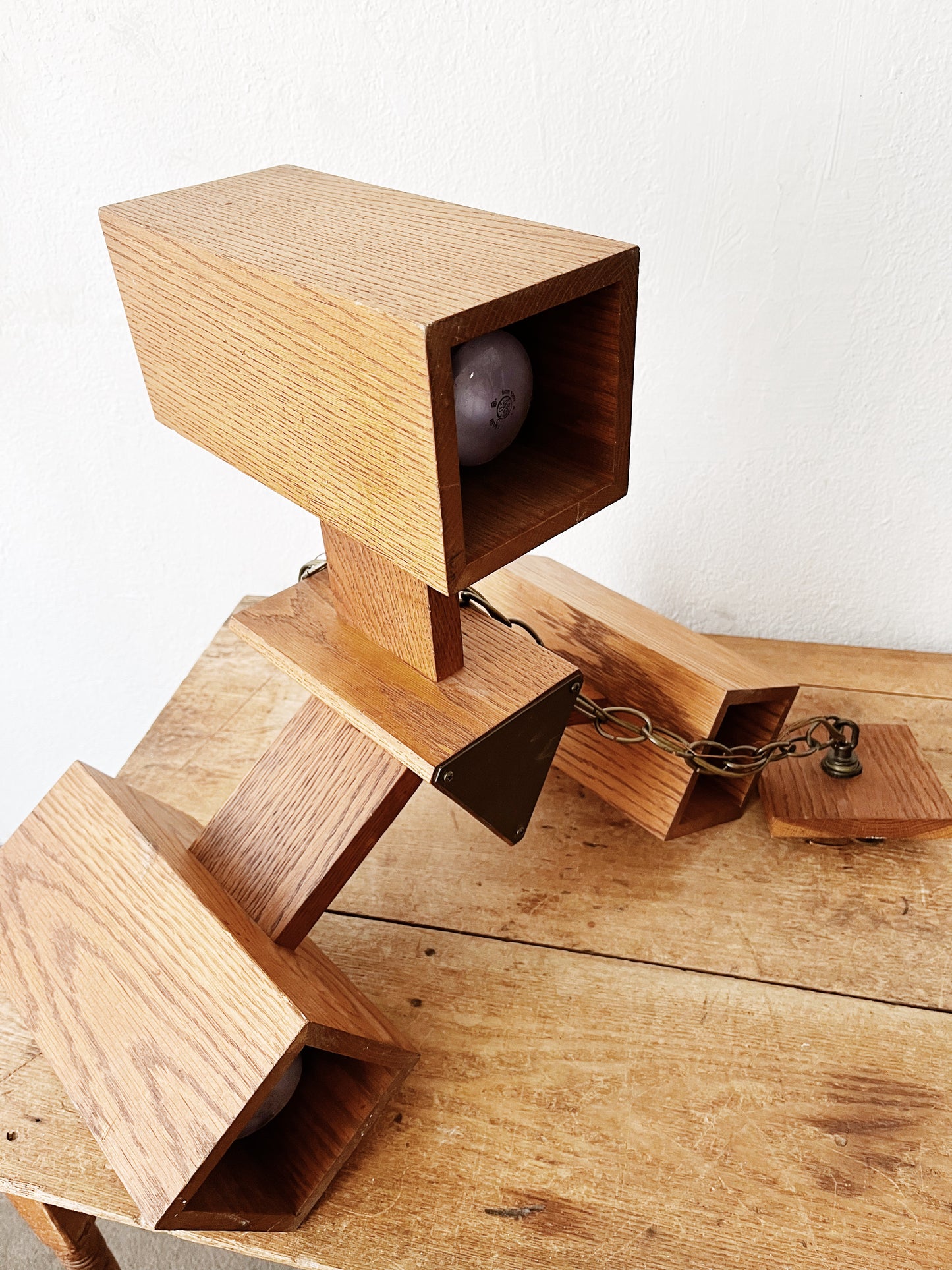 Vintage 1970s Wood Pendant Lamp