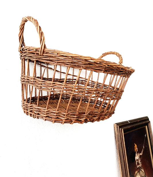 Antique Twig Handled Basket