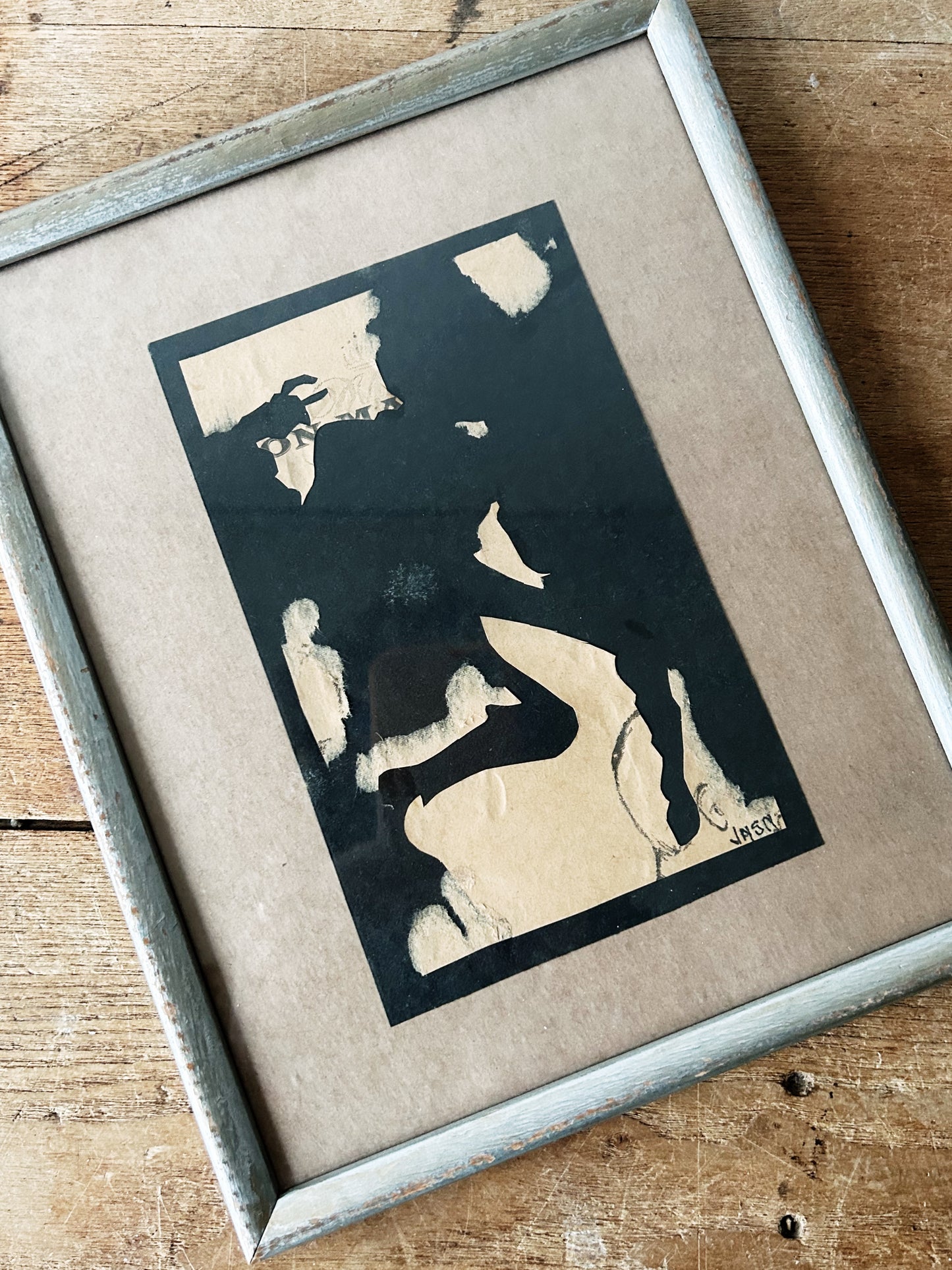 Vintage Framed Abstract India Ink