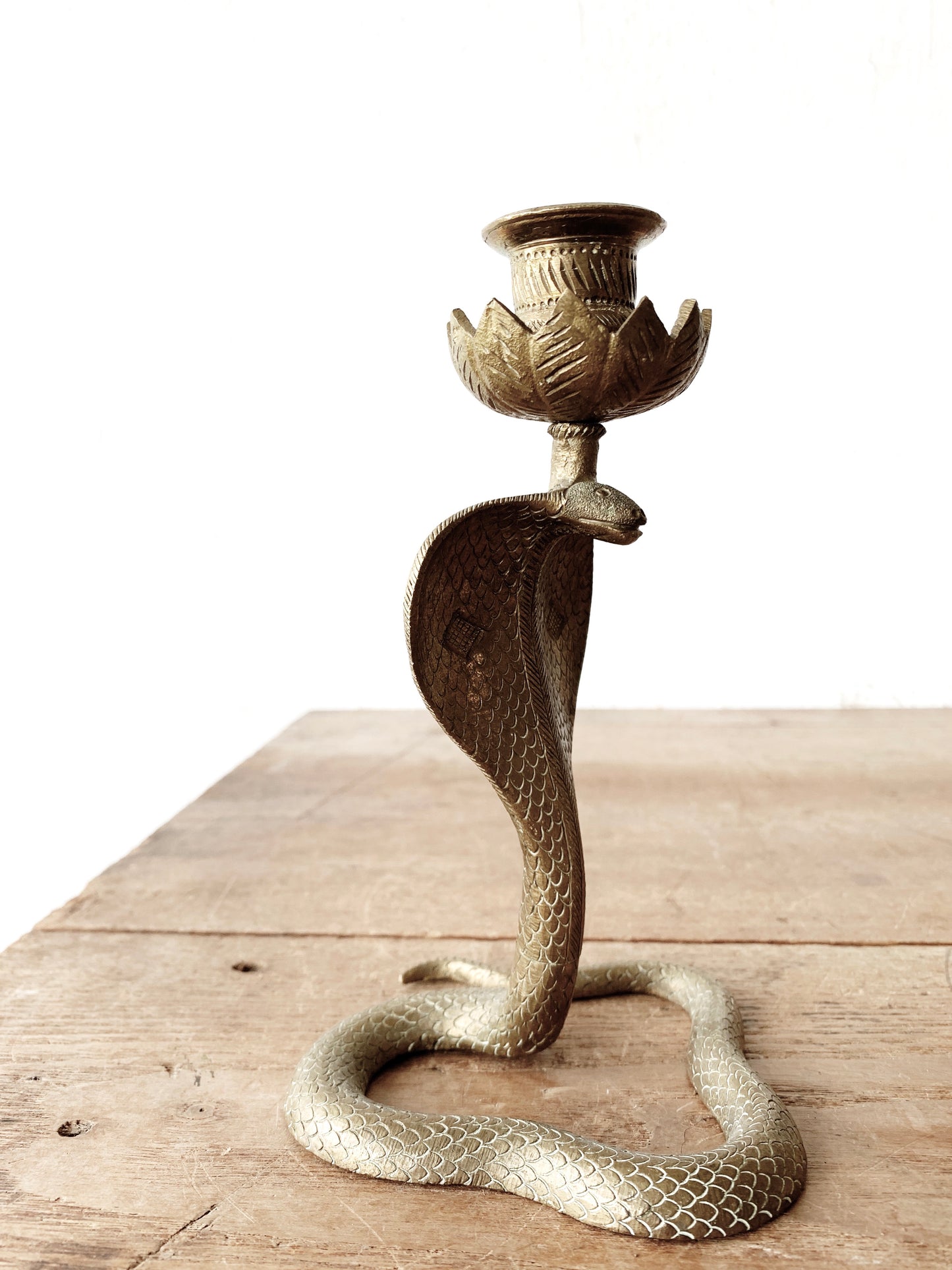 Vintage Brass Cobra Candle Holder