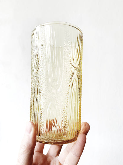 Mid Century Wavy Amber Glass Tumblers
