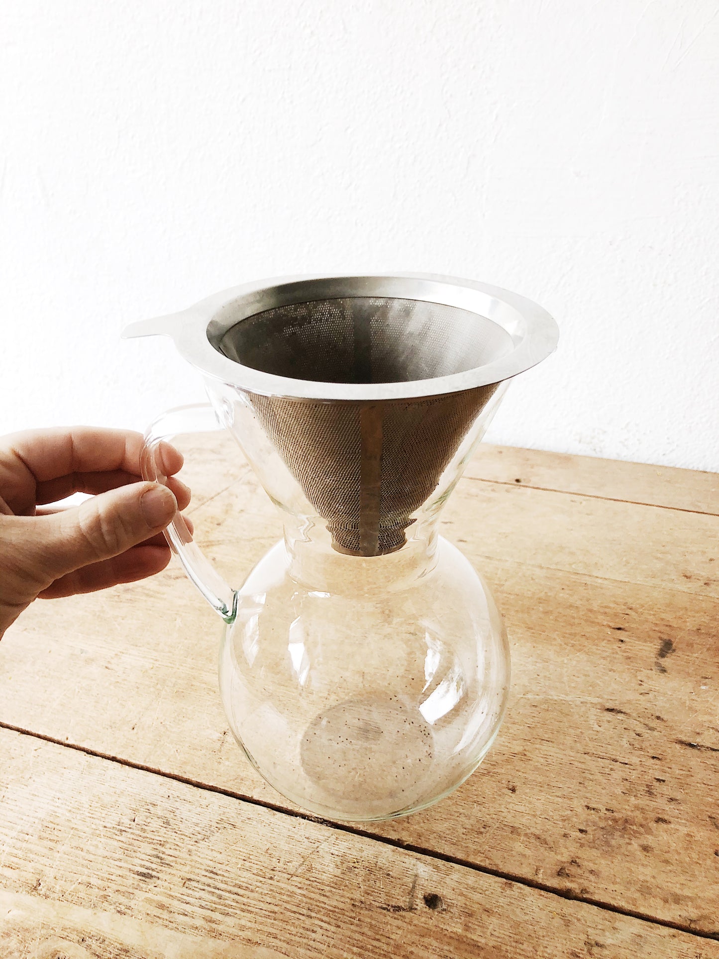 Blown Glass Coffee Maker with Filter and Stand