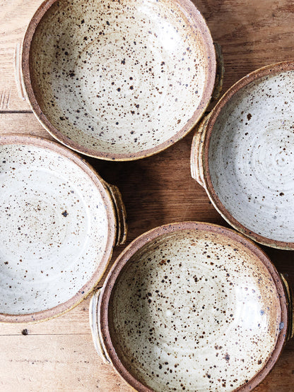 Set of Four Vintage Handmade Stoneware Bowls