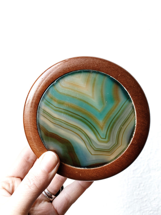 Vintage Round Box with Agate Top