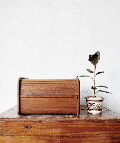 Vintage Teak Tambour Box