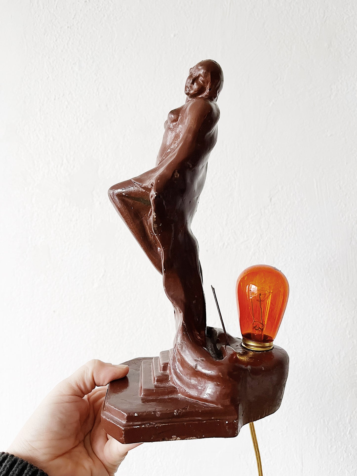 Art Nouveau Chalkware Lamp