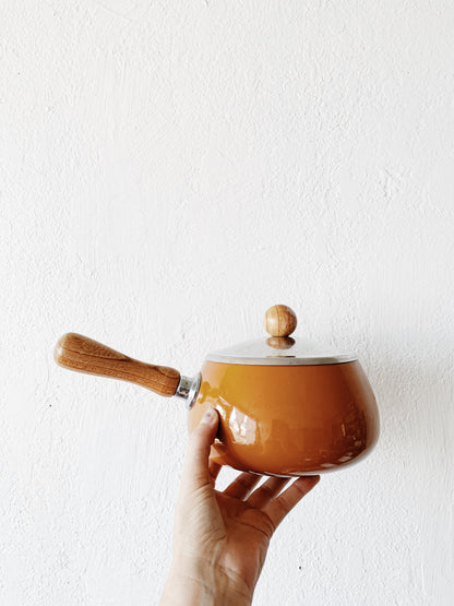 Vintage Enamel Fondue Pot With Stand