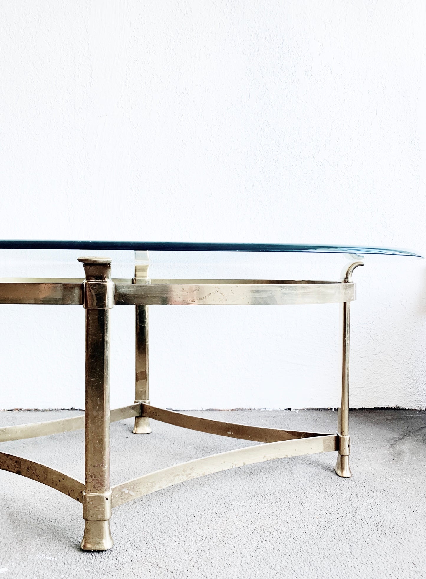 Vintage Brass with Thick Glass Coffee Table