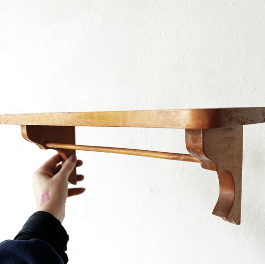 Vintage Wood Shelf with Hanging Bar