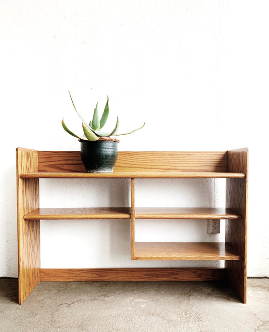 Vintage Open Back Oak Shelving Unit