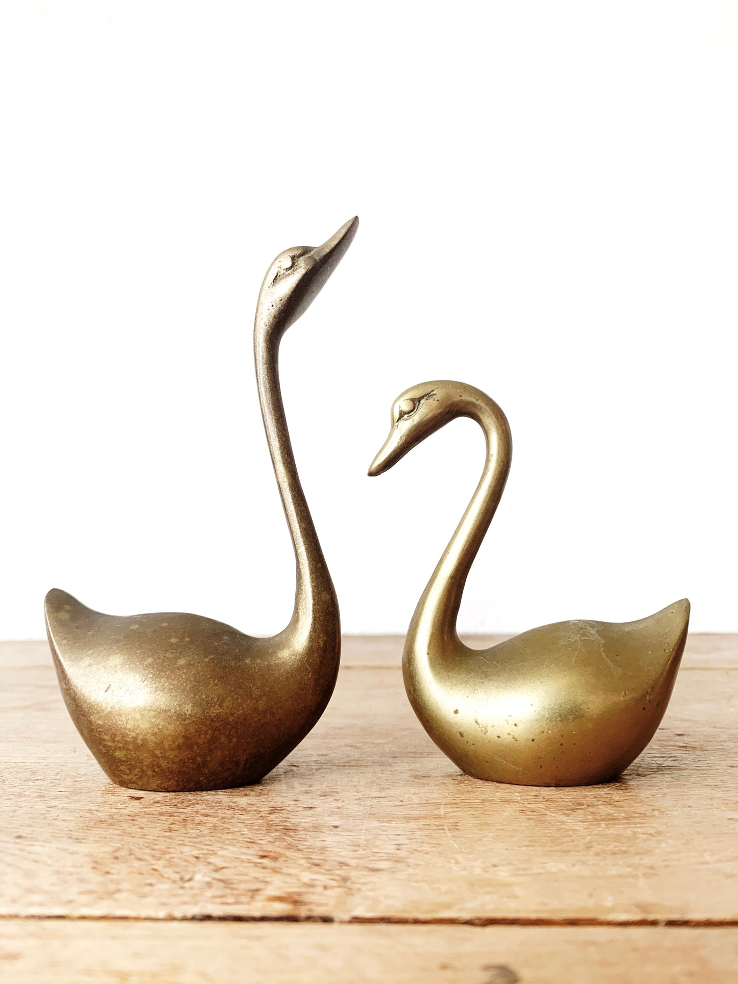 Mid Century Brass Swans