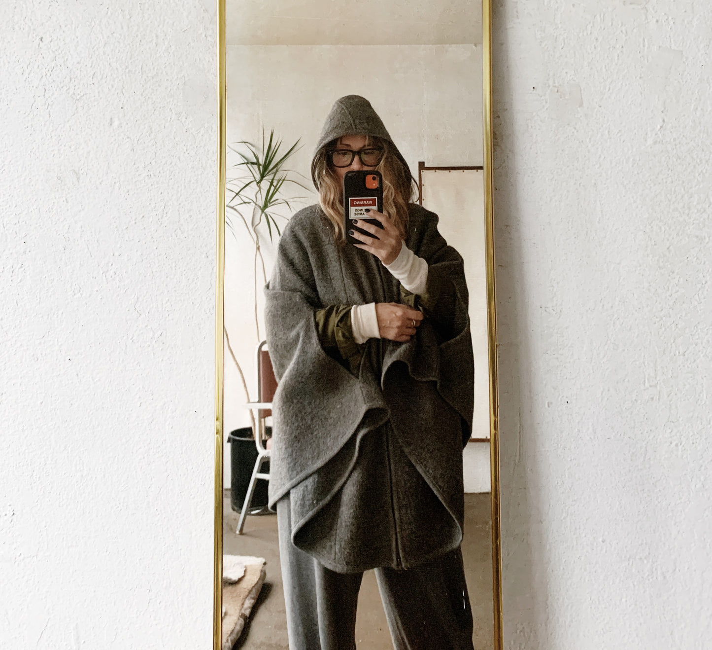 Boiled Wool Hooded Cape