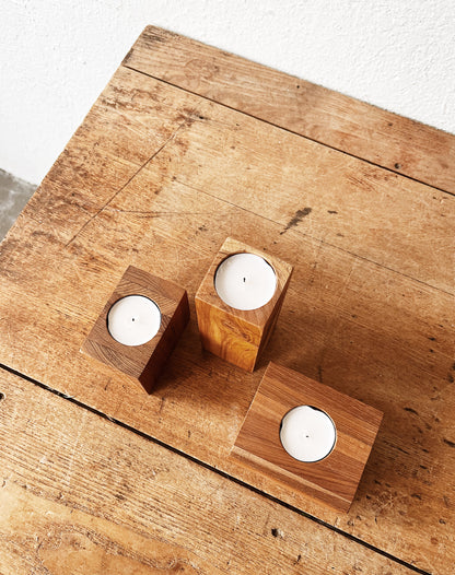 Modern Wood Block Candleholders