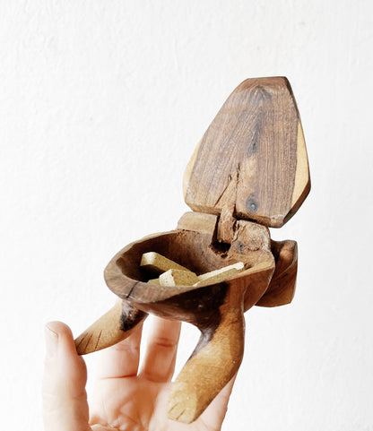 Carved Wood Frog Box