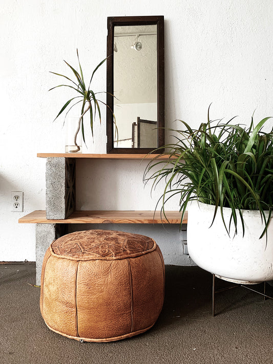 Vintage Leather Pouf