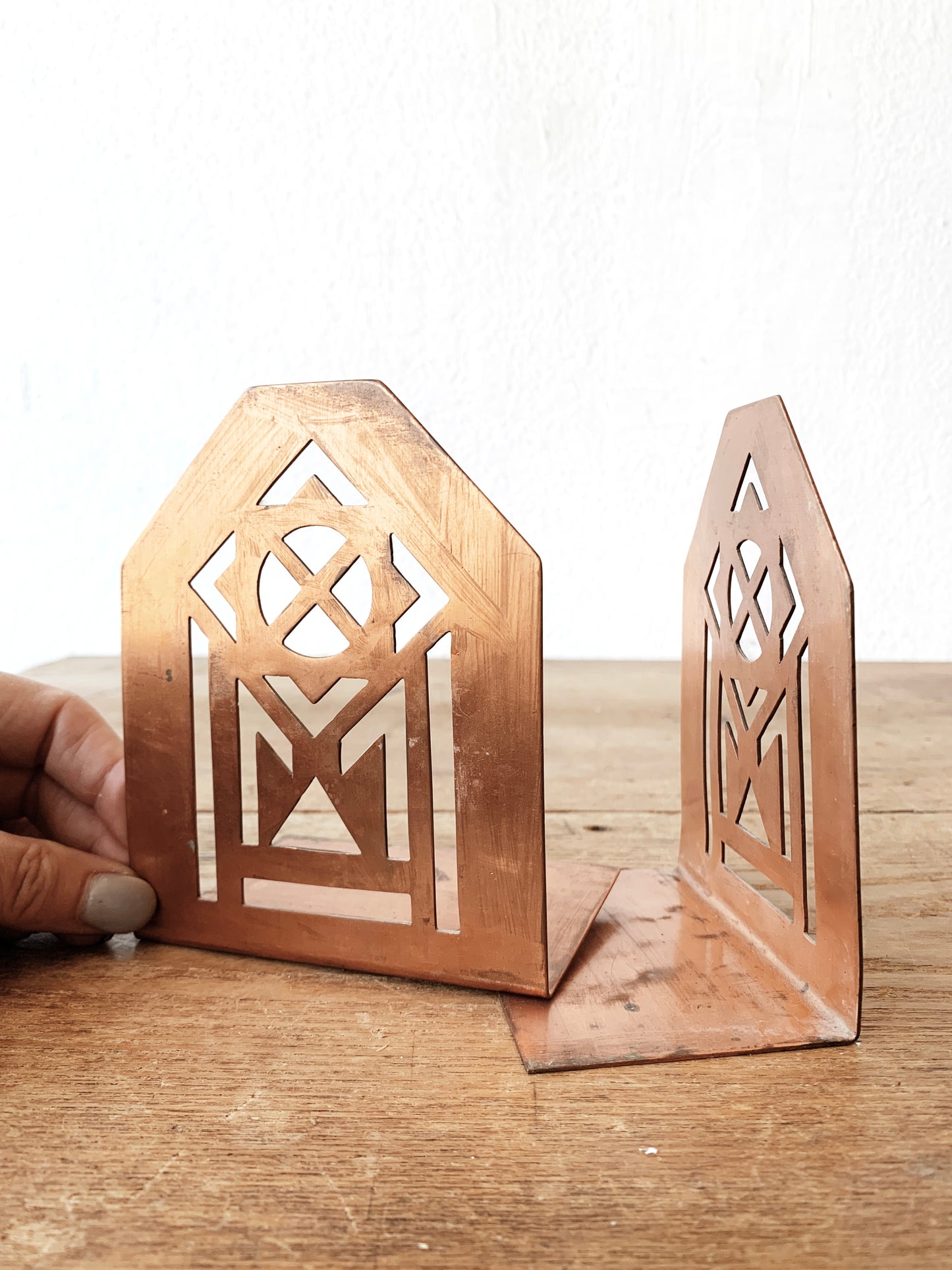 Vintage Cutout Copper Bookends