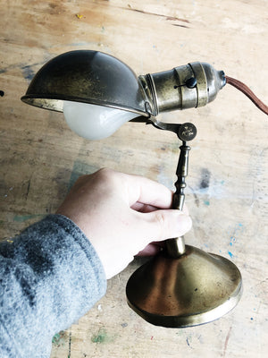 Antique Magnalux Brass Desk / Wall Lamp