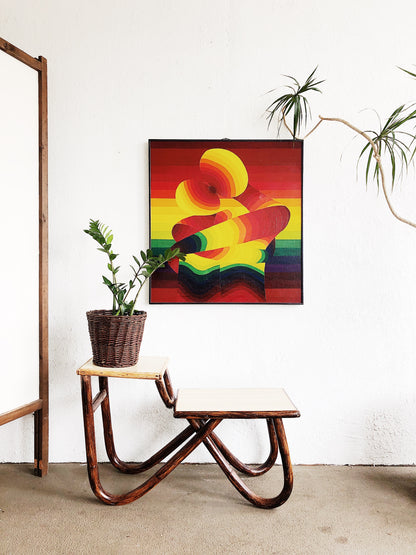 Vintage Op Art Oil Painting