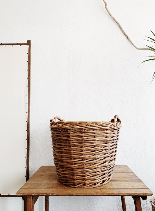 Large Basket with Wood Handles