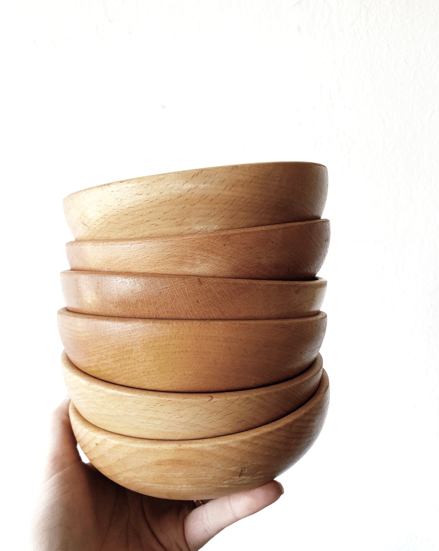 Set 6 Natural Wood Bowls