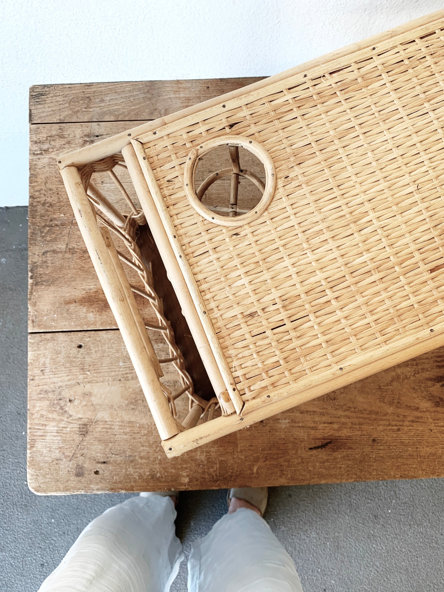 Vintage Wicker Breakfast/ Laptop Tray