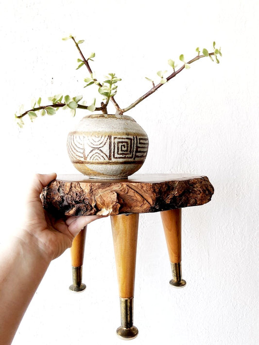 Vintage Live Edge Plant Stand