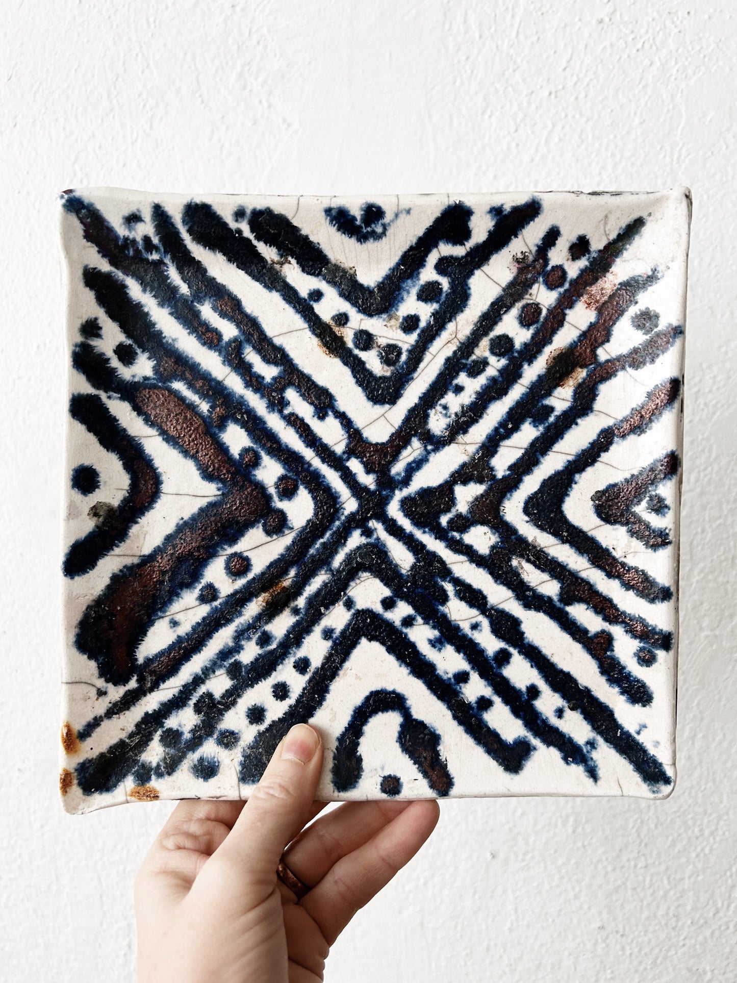 Vintage Hand Made Raku Art Plate