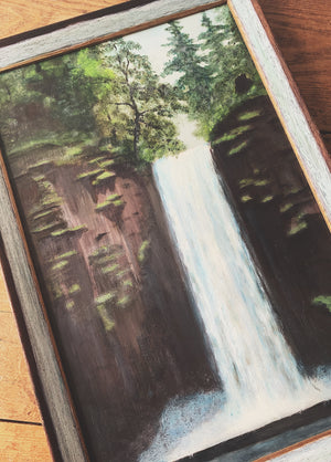 Vintage Framed Waterfall Painting