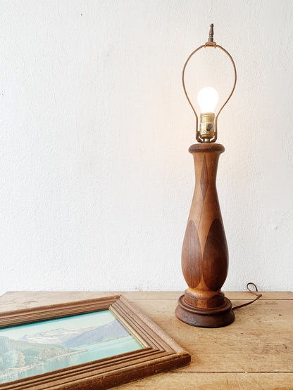 Vintage Wood Inlay Lamp