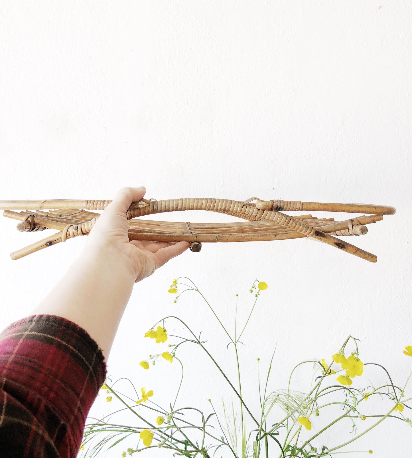 Vintage Bamboo Gathering Basket