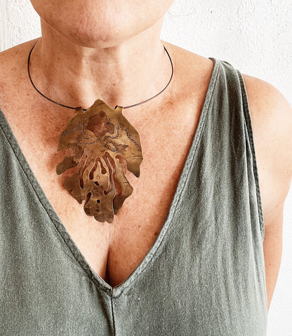 Mid Century Copper Pendant Necklace