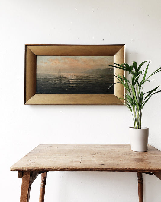 Antique Oil on Linen Ethereal Sea Painting