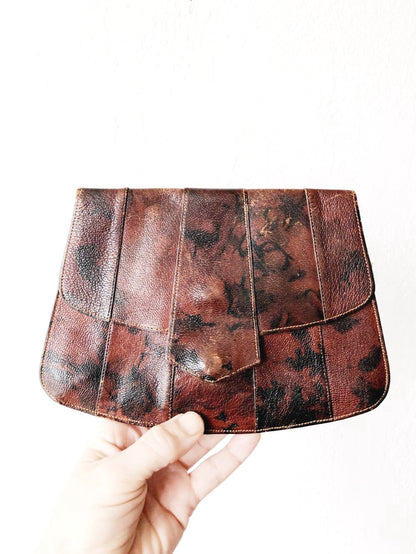 Antique Marbled Leather Wristlet