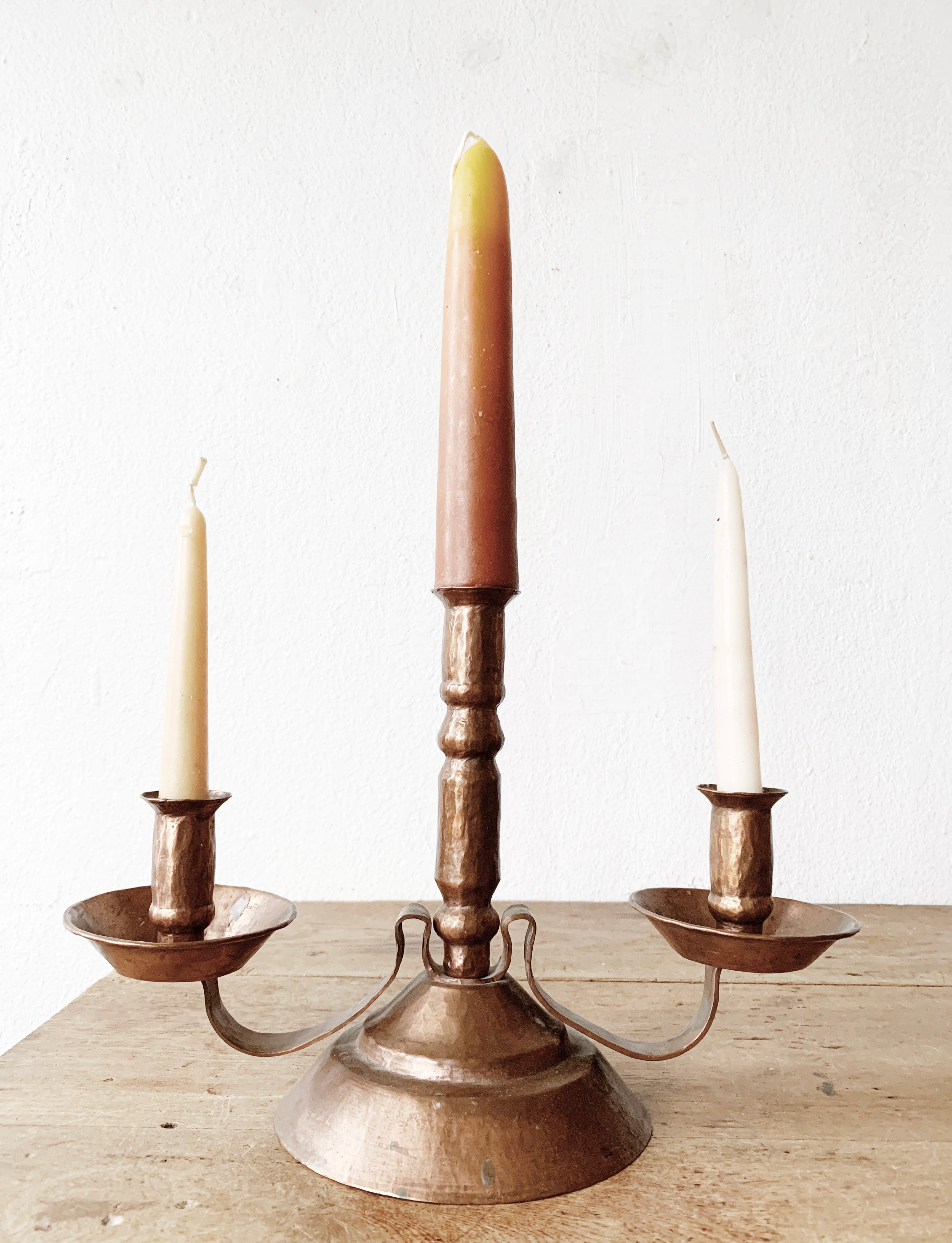 Vintage Hammered Coper Candelabra