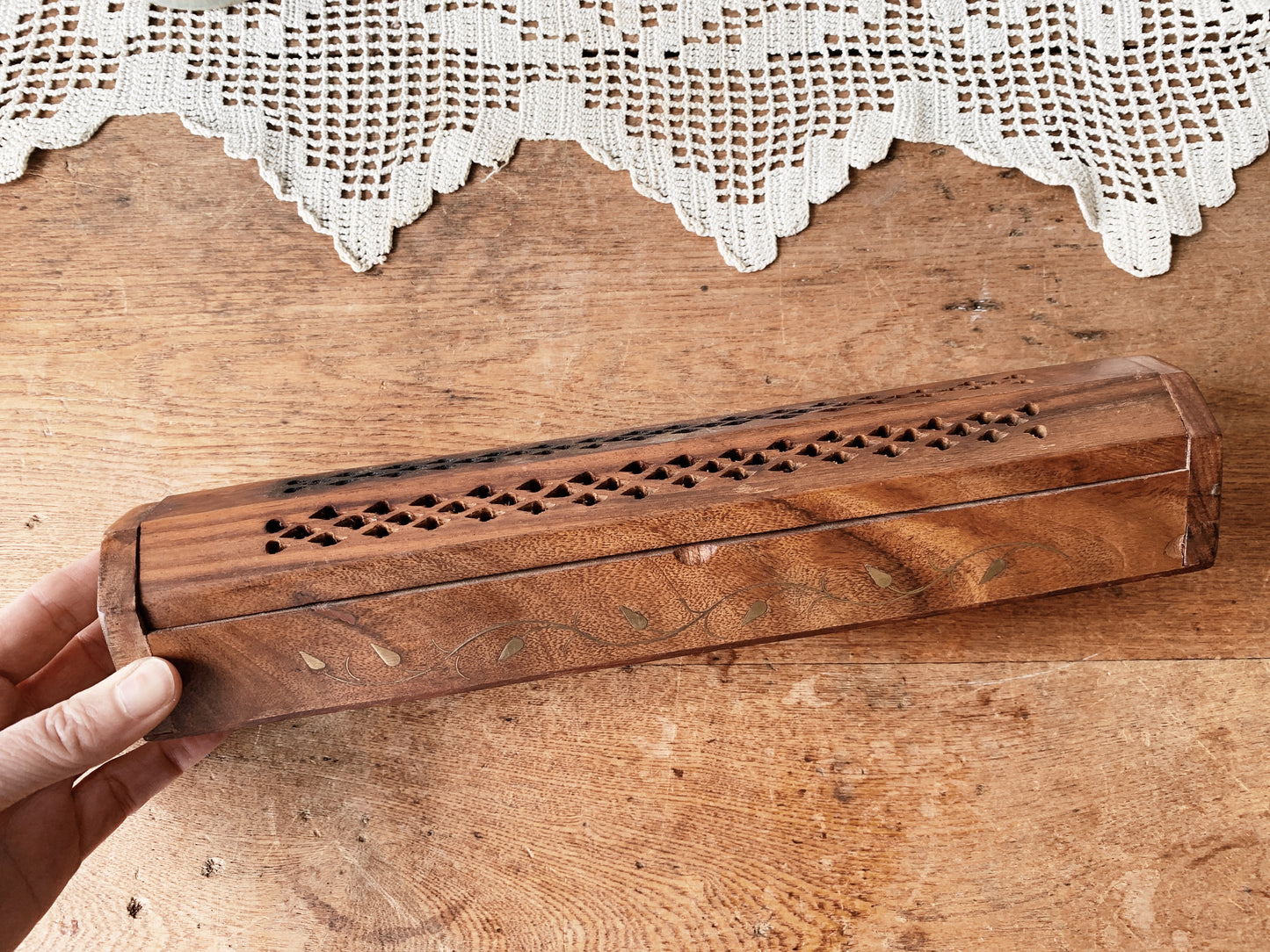 Vintage Wood Incense Burner/ Holder