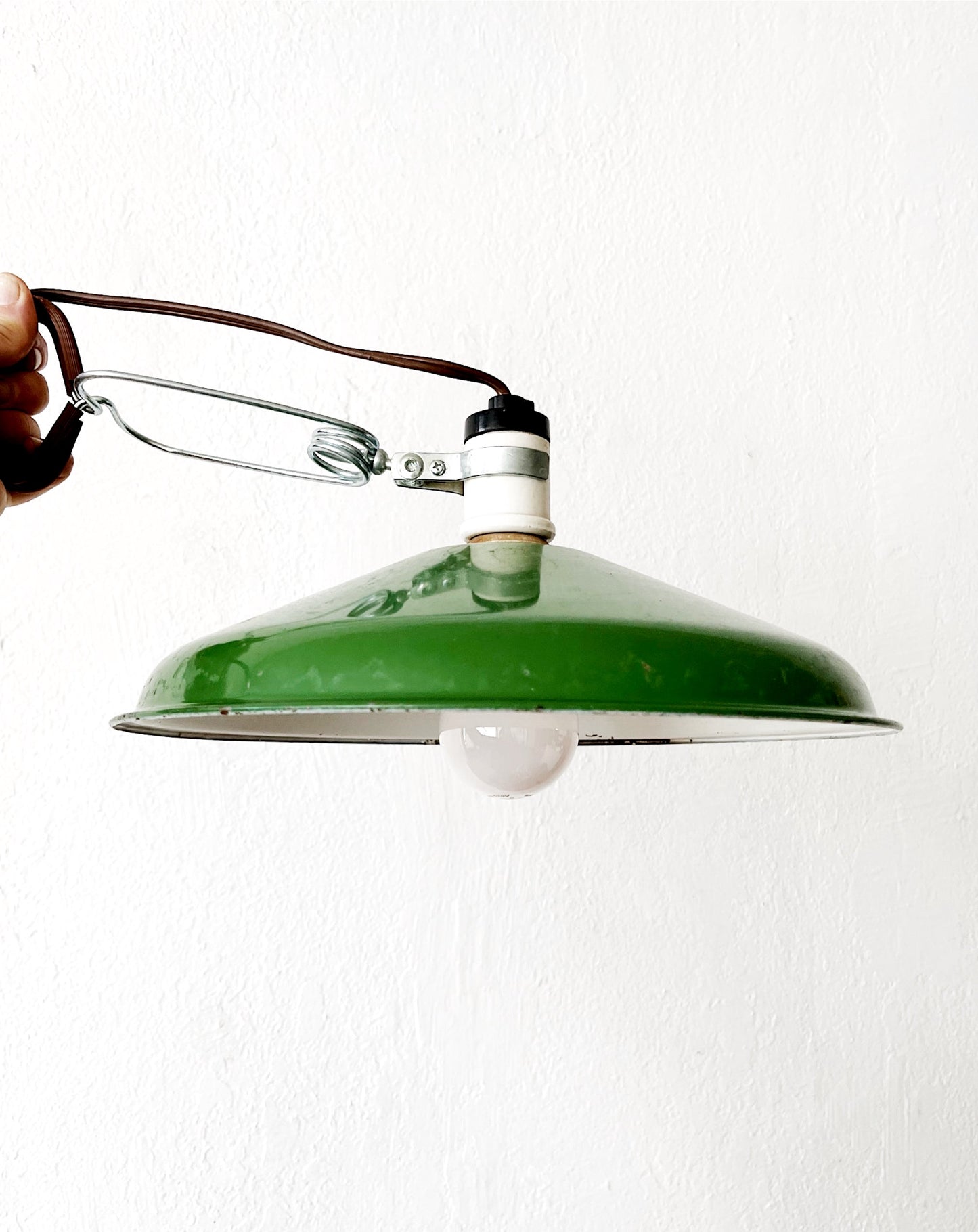 Vintage Enamel Industrial Lamp